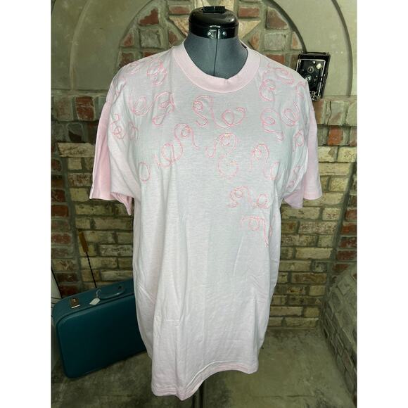 T-shirt vintage 80s with puff paint pink barbiecore - Picture 1 of 10
